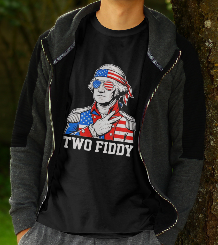 Two Fiddy George Washington American Flag 250th Anniversary T-Shirt