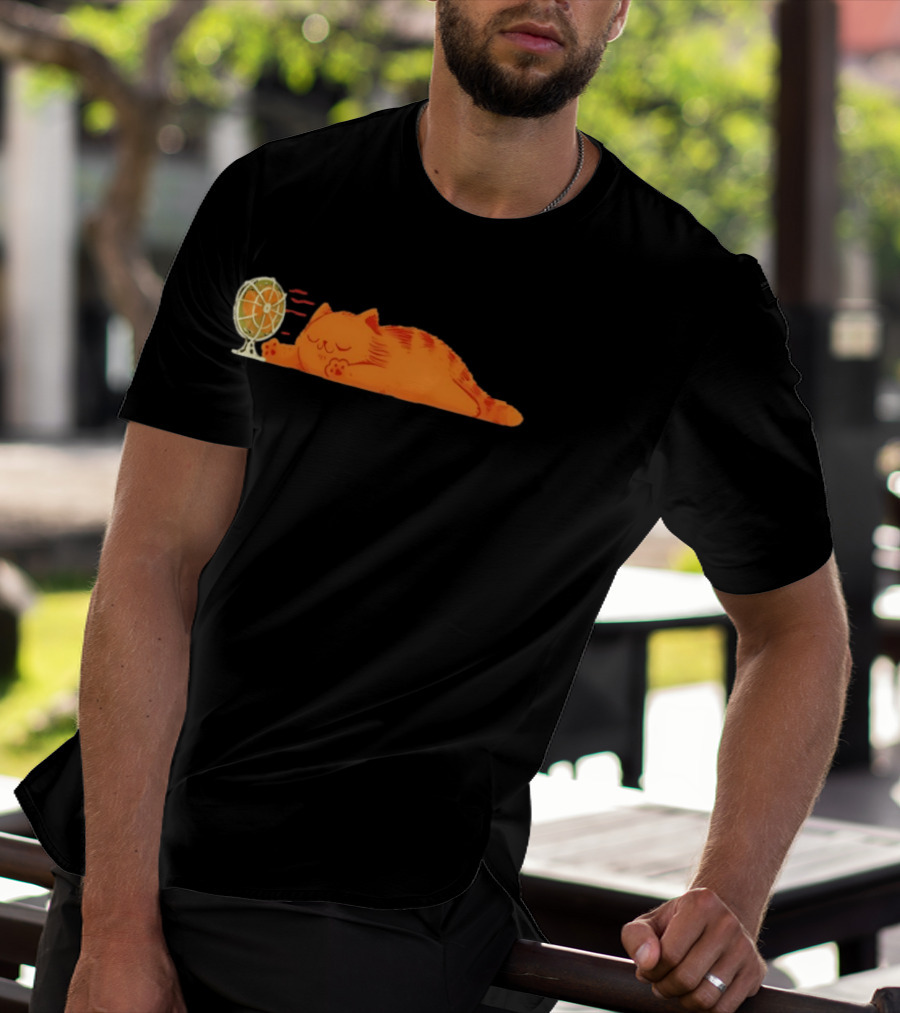 Orange Cat Relaxing In Front Of Fan Cool Breeze T-Shirt
