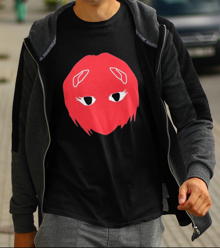 Otaku Desu Mobb Stay At Home Mask Anime Face Red Hair Eyes T-Shirt