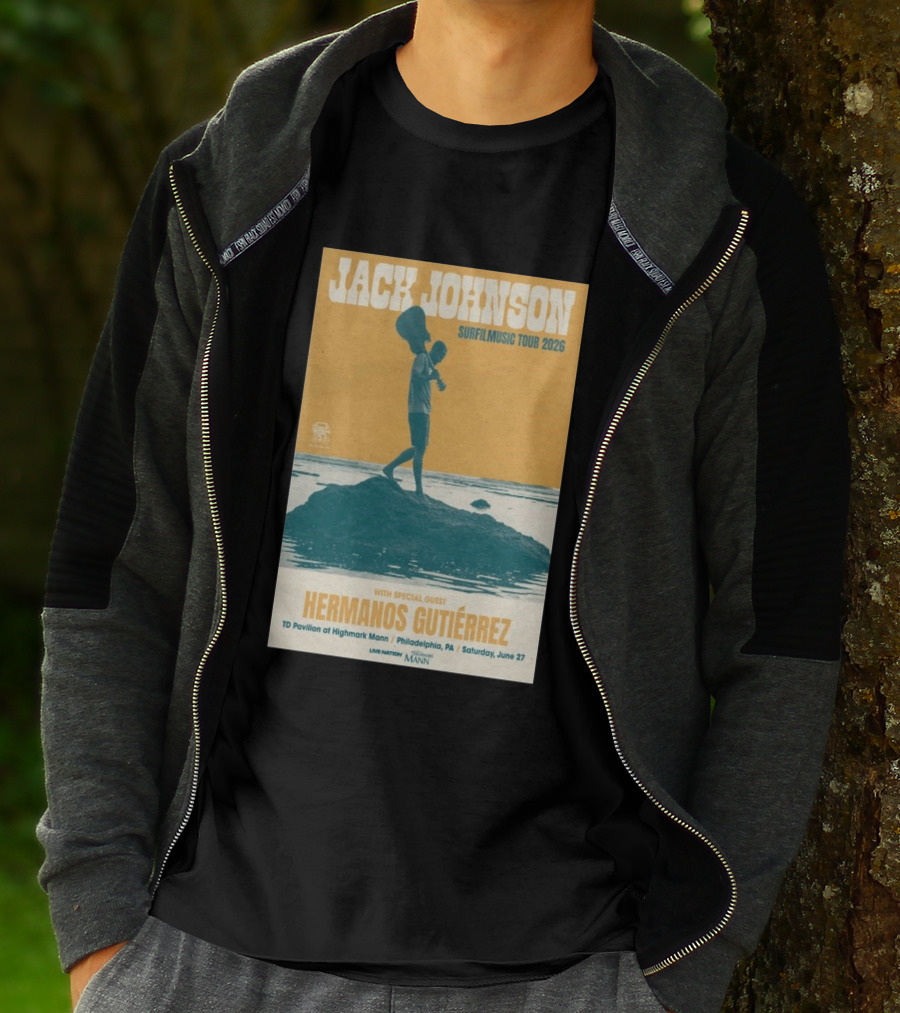 Jack Johnson Surfmusic Tour 2026 Philadelphia TD Pavilion With Special Guest Hermanos Gutiérrez June 27 T-Shirt