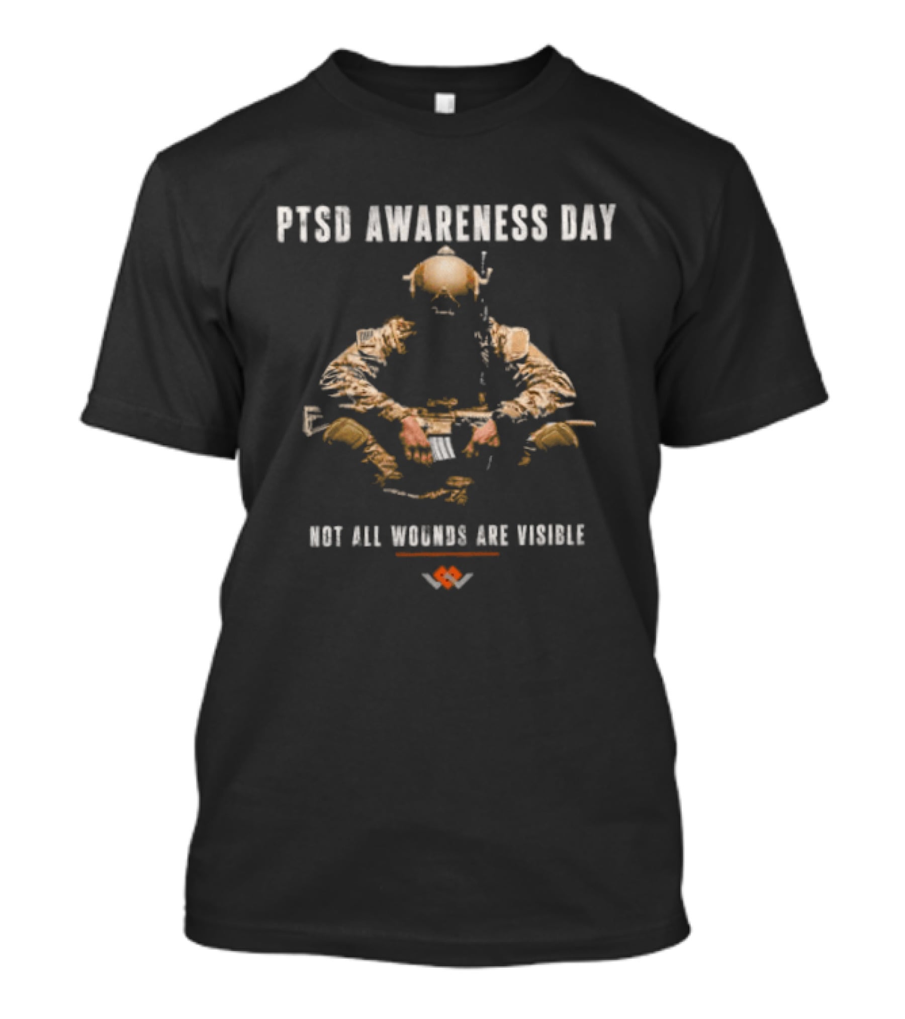 PTSD Awareness Day Not All Wounds Are Visible Soldier Silhouette And Heart Healing Hands T-Shirt