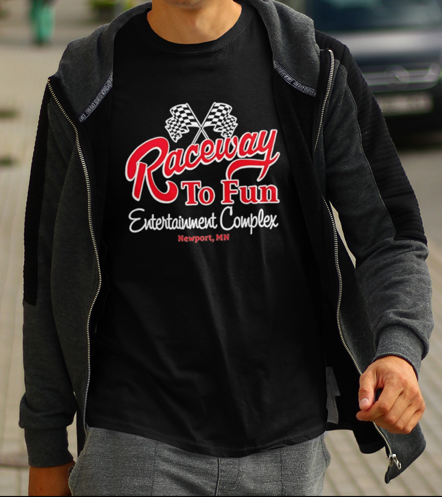 Raceway To Fun Entertainment Complex Newport MN Racing Flags T-Shirt