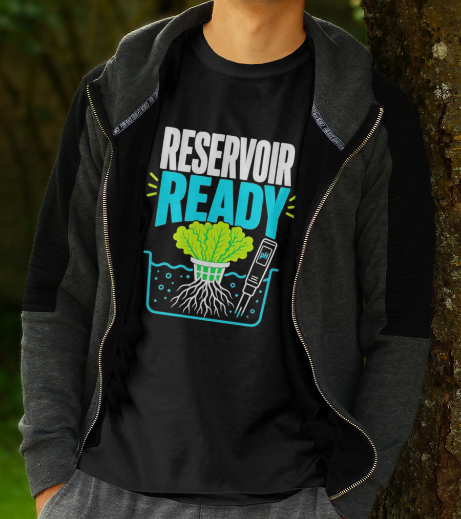 Reservoir Ready Hydroponic Lettuce Roots And Water PH Meter T-Shirt