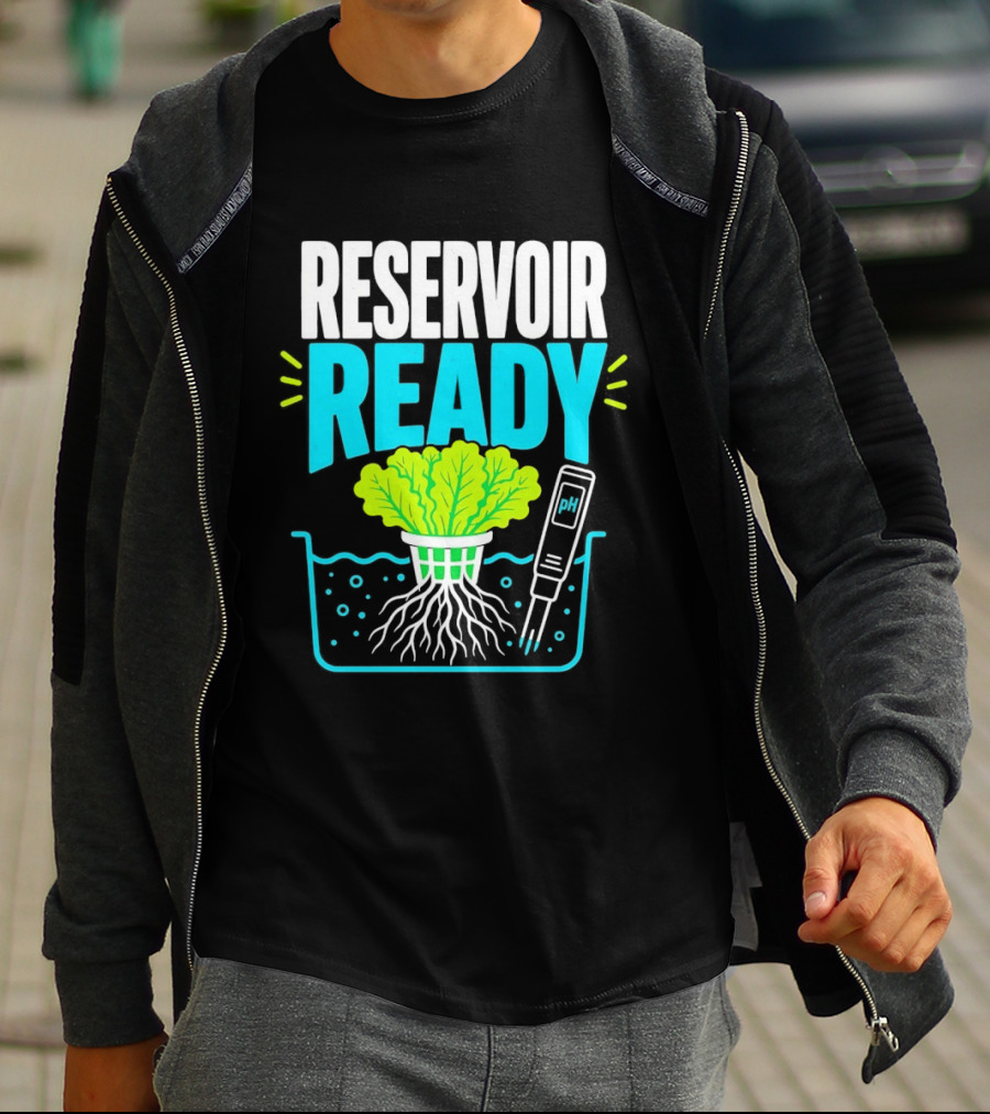 Reservoir Ready Hydroponic Lettuce Roots And Water PH Meter T-Shirt