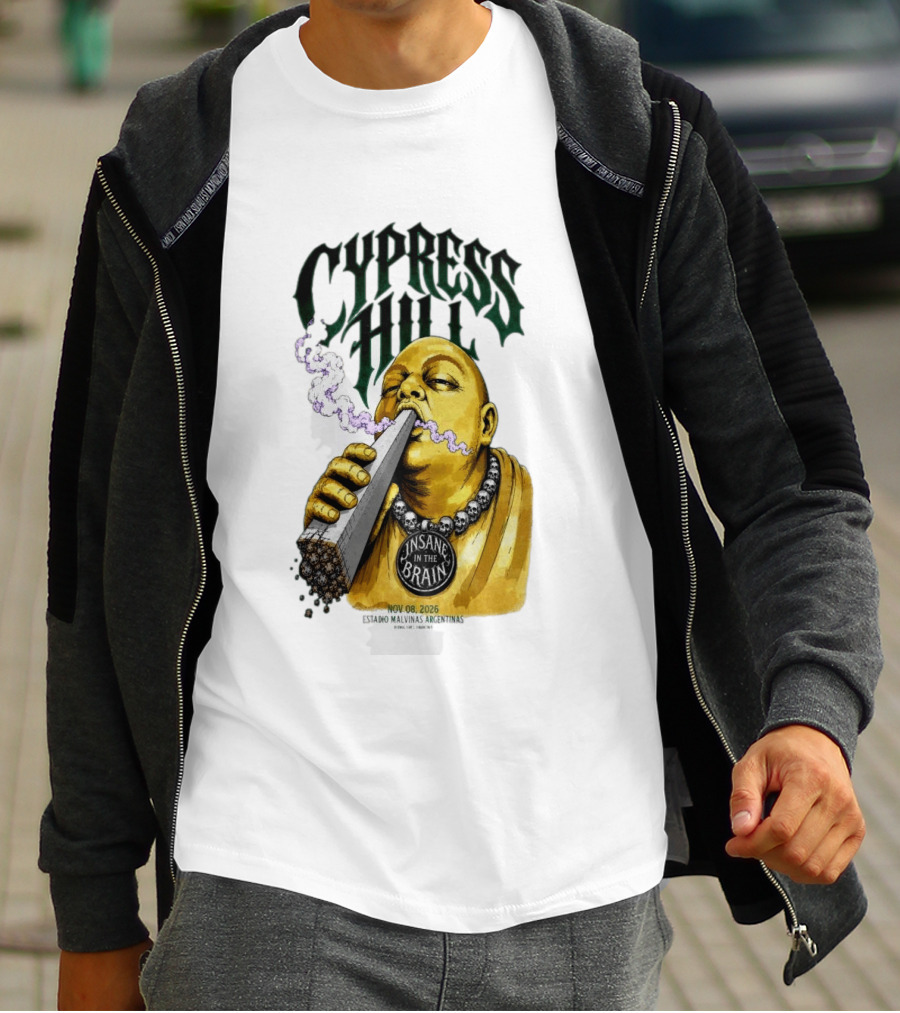 Cypress Hill Insane In The Brain Concert Buenos Aires Stadium Malvinas Argentinas Nov 08 2026 T-Shirt