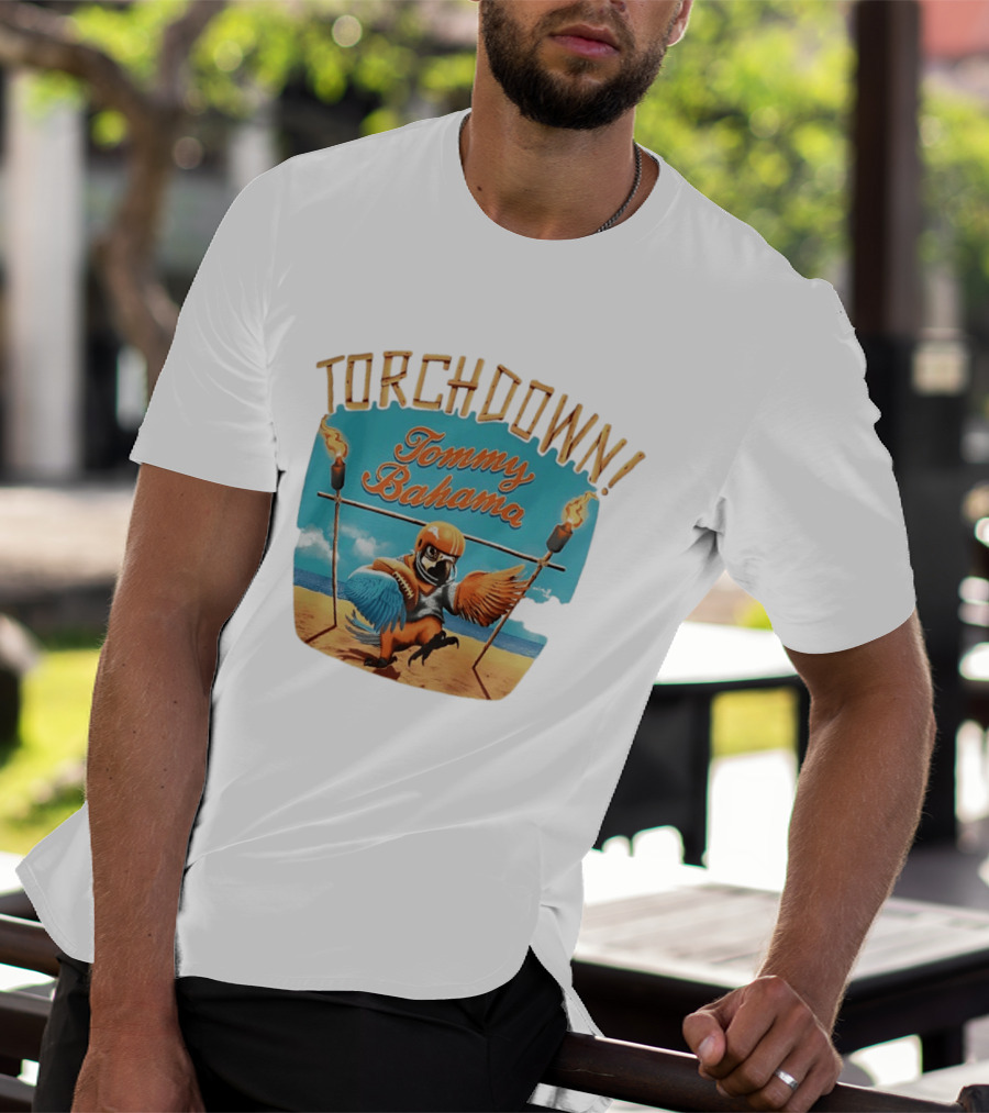 TORCHDOWN Tommy Bahama Parrot Beach Football T-Shirt