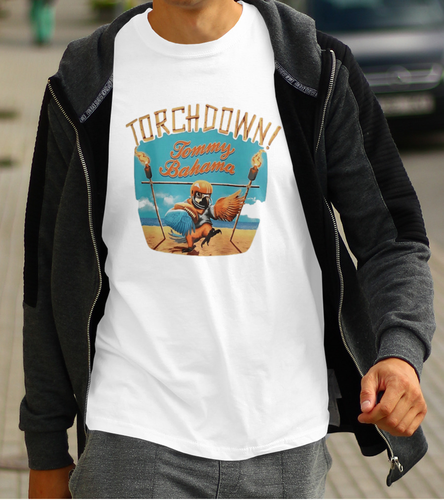 TORCHDOWN Tommy Bahama Parrot Beach Football T-Shirt