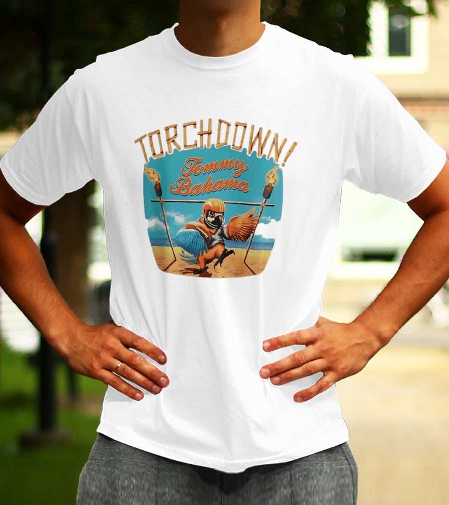 TORCHDOWN Tommy Bahama Parrot Beach Football T-Shirt
