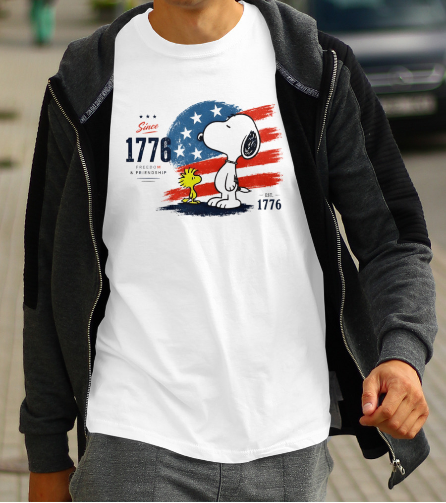 Snoopy Woodstock American Flag Freedom Friendship Since 1776 T-Shirt