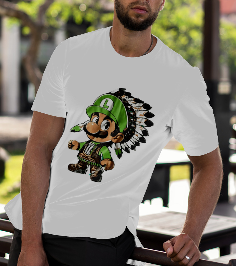 Luigi Green Hat Native American Headdress T-Shirt