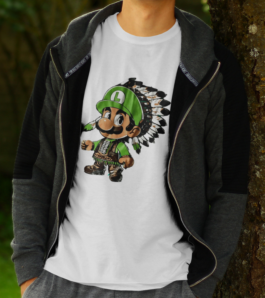 Luigi Green Hat Native American Headdress T-Shirt