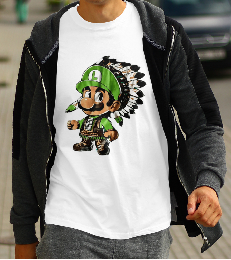 Luigi Green Hat Native American Headdress T-Shirt