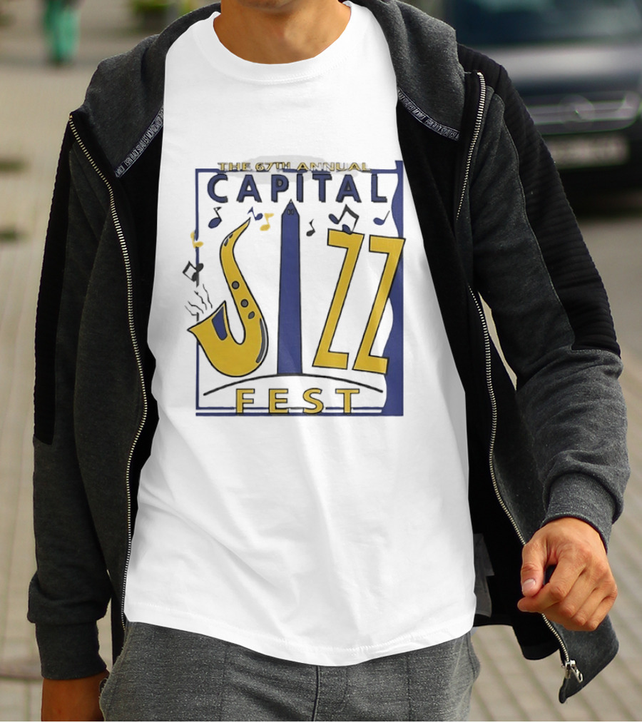 67th Annual Capital Jazz Fest Washington DC Saxophone Music Notes Monuments T-Shirt