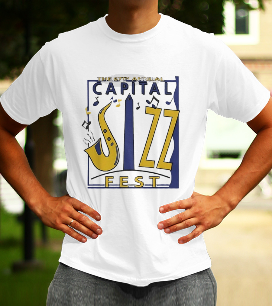 67th Annual Capital Jazz Fest Washington DC Saxophone Music Notes Monuments T-Shirt