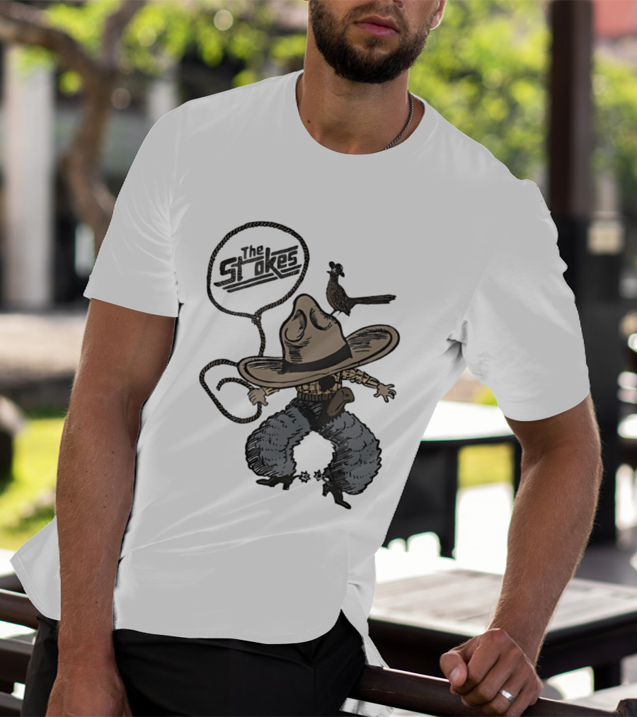 The Strokes Cowboy Hat Bird Lasso Denim Holster Brown Boots T-Shirt