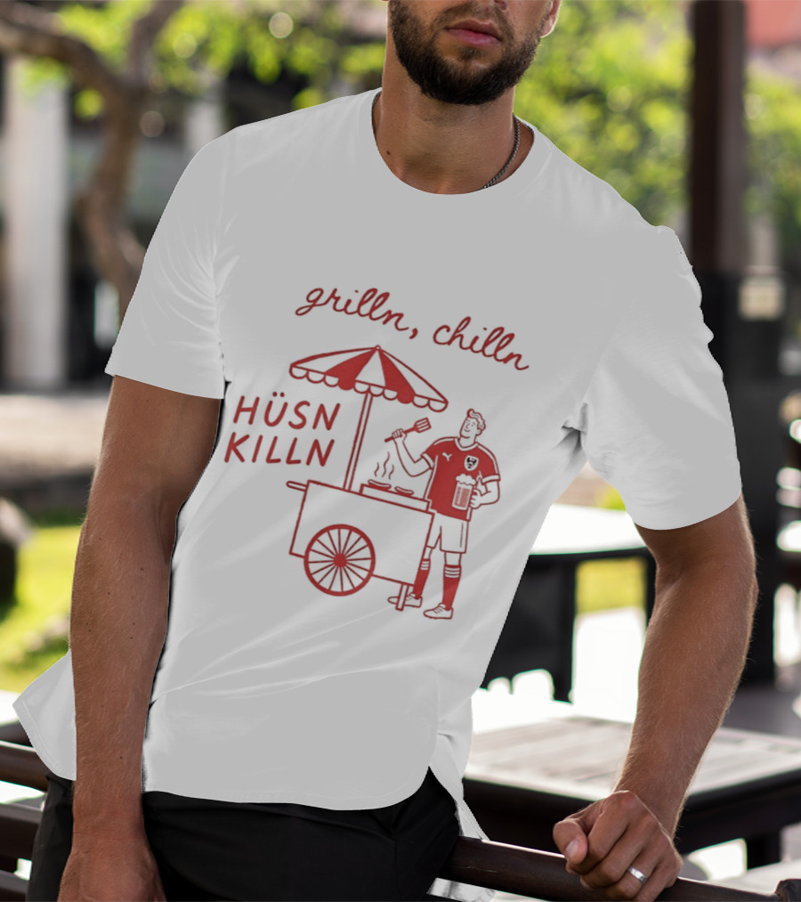 Grilln Chilln Hüsn Killn Austria National Football Team Iconic BBQ T-Shirt
