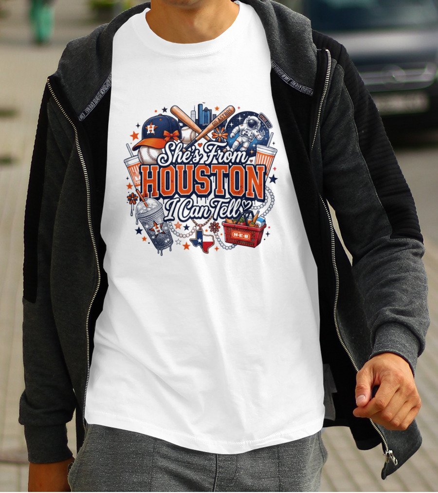 She's From Houston I Can Tell H Town Cowgirl Rodeo Astros Baseball T-Shirt