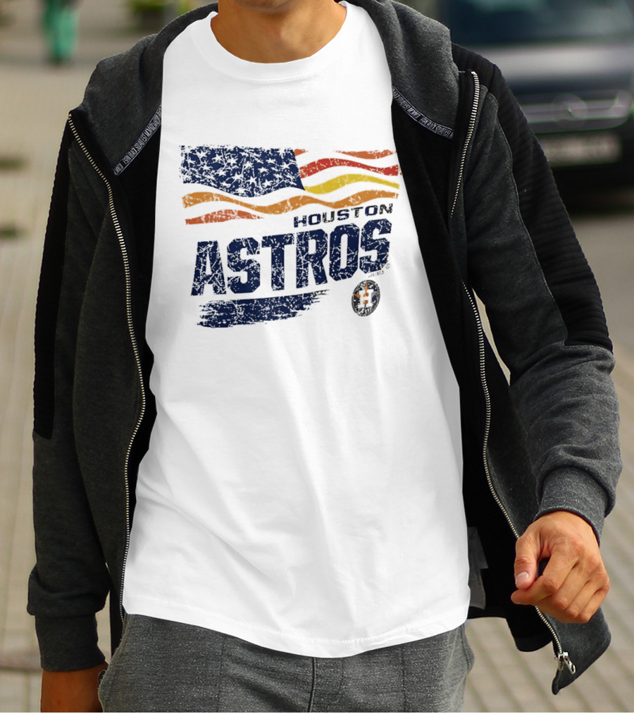 Houston Astros 4th Of July Waving American Flag Anniversary Celebration T-Shirt