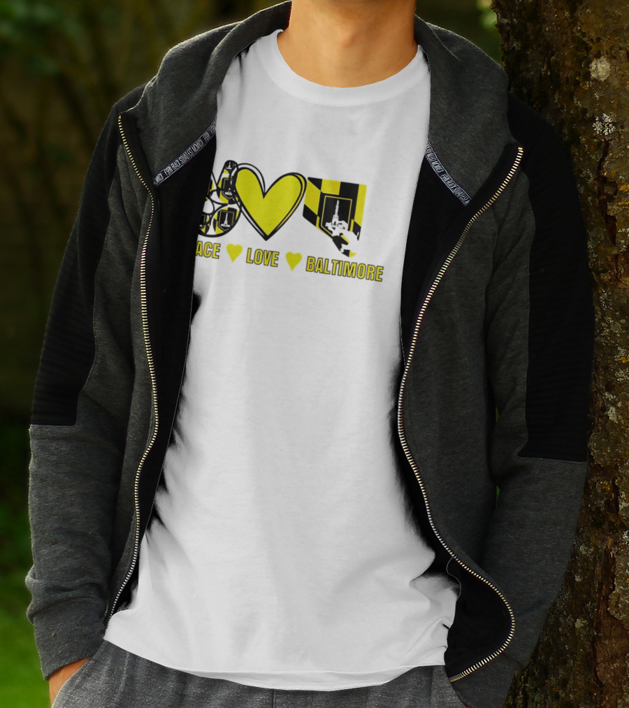 Peace Love Baltimore Maryland Flag Charm City T-Shirt