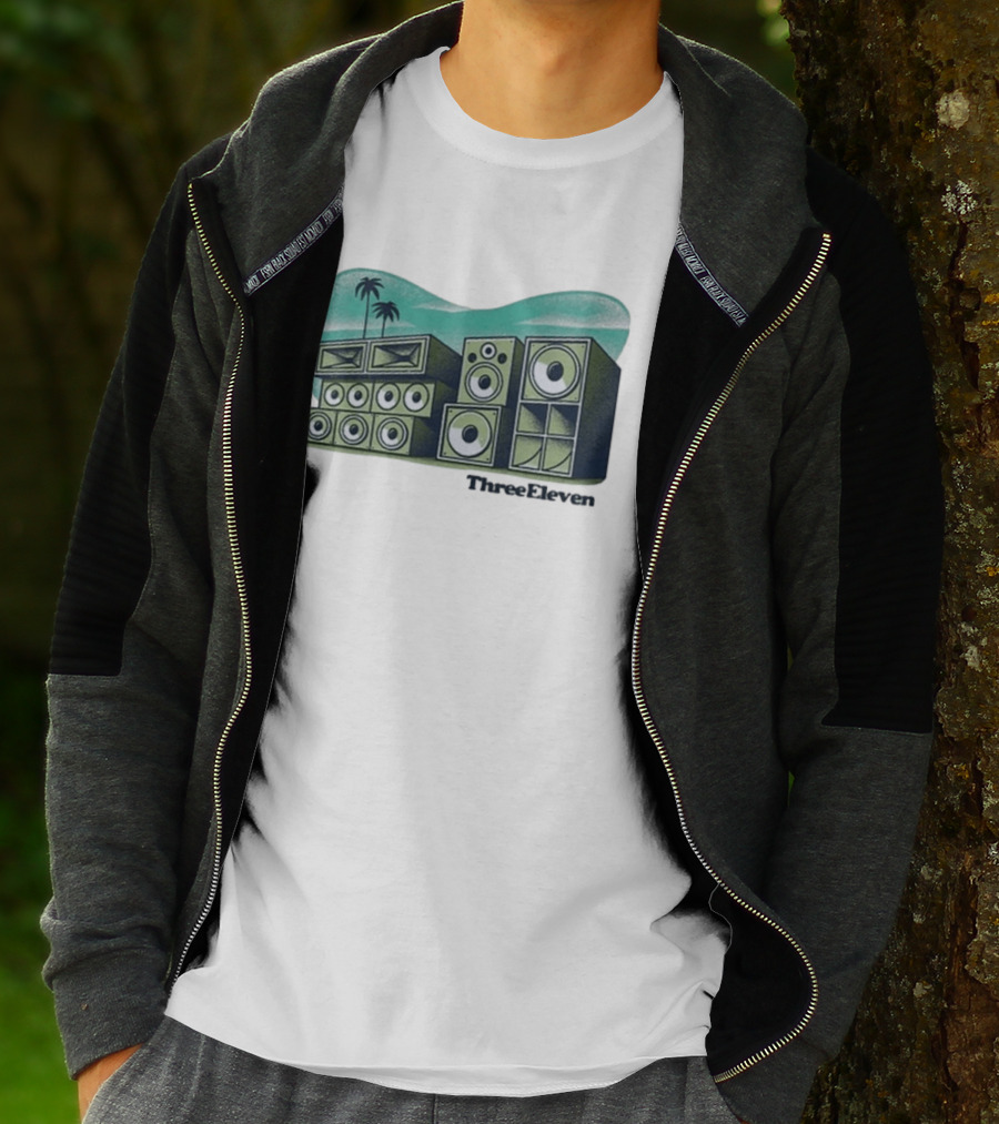 Three Eleven Soundsystem Beach Palm Trees Speaker Stacks T-Shirt