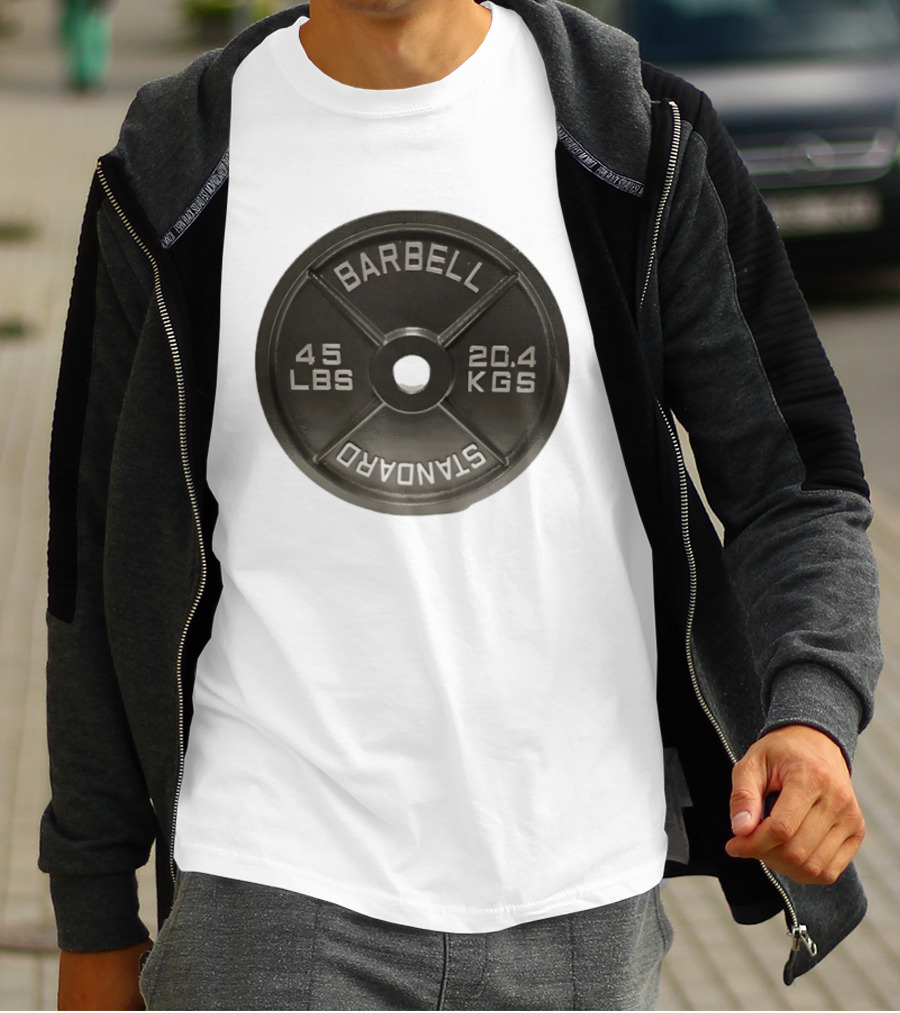 Barbell Standard 45 Lbs 20.4 Kgs Weight Plate Fitness Crossfit T-Shirt