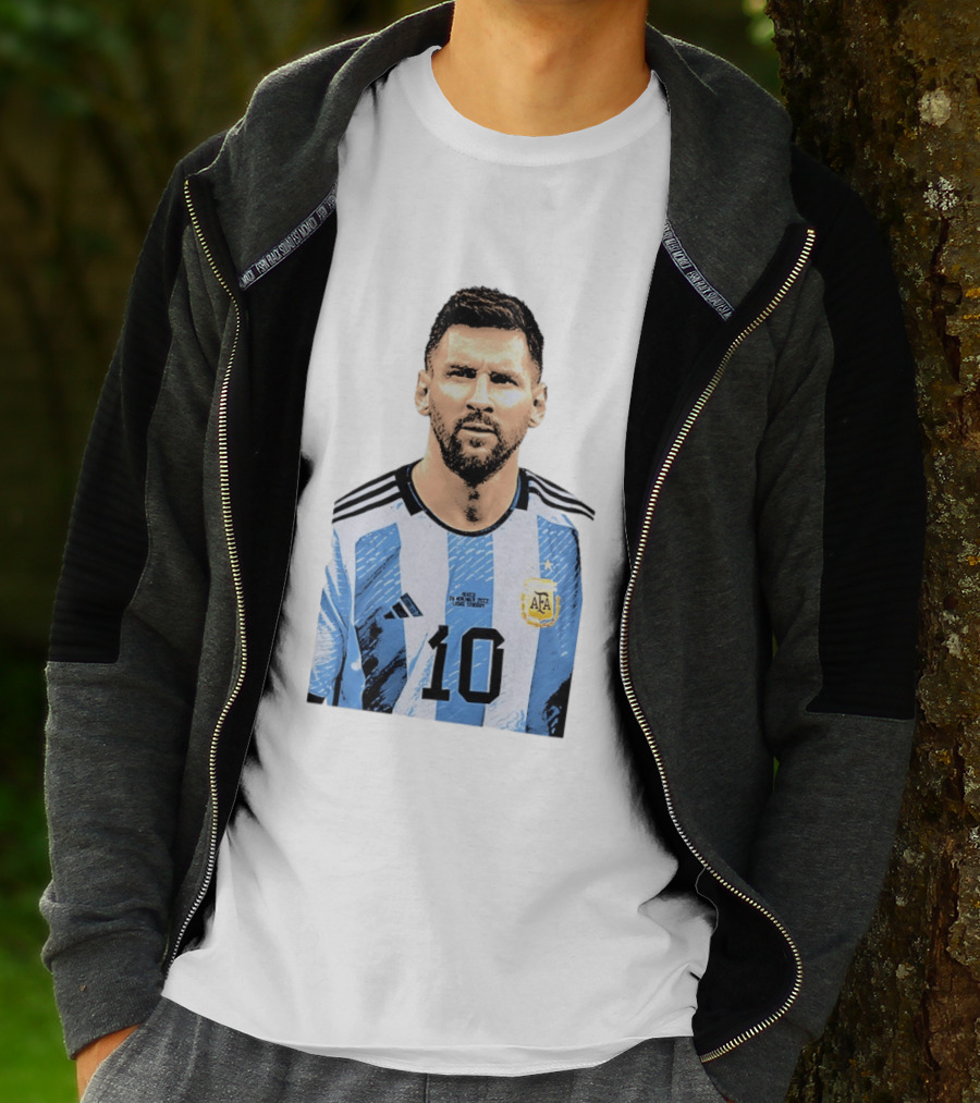 Lionel Messi Argentina 10 AFA Blue White Stripes Football Star T-Shirt