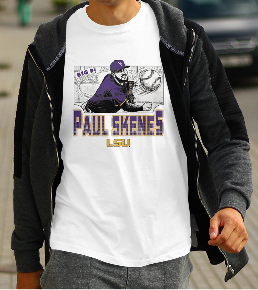 LSU Tigers Paul Skenes Big P Baseball Comic T-Shirt