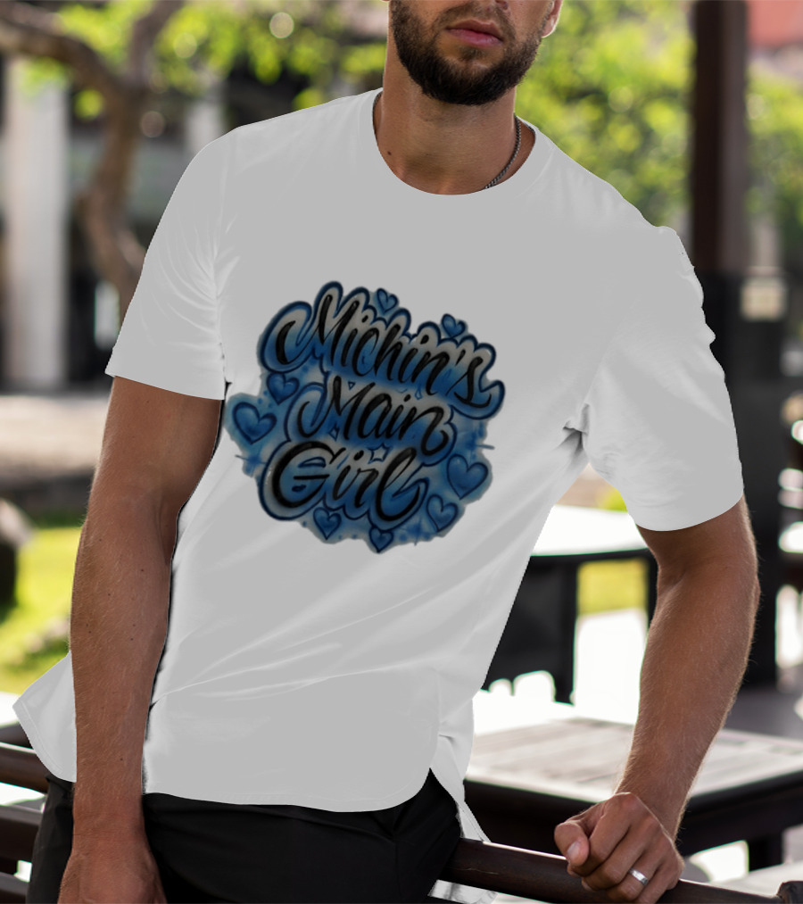 Michin's Main Girl Blue Hearts Airbrush T-Shirt