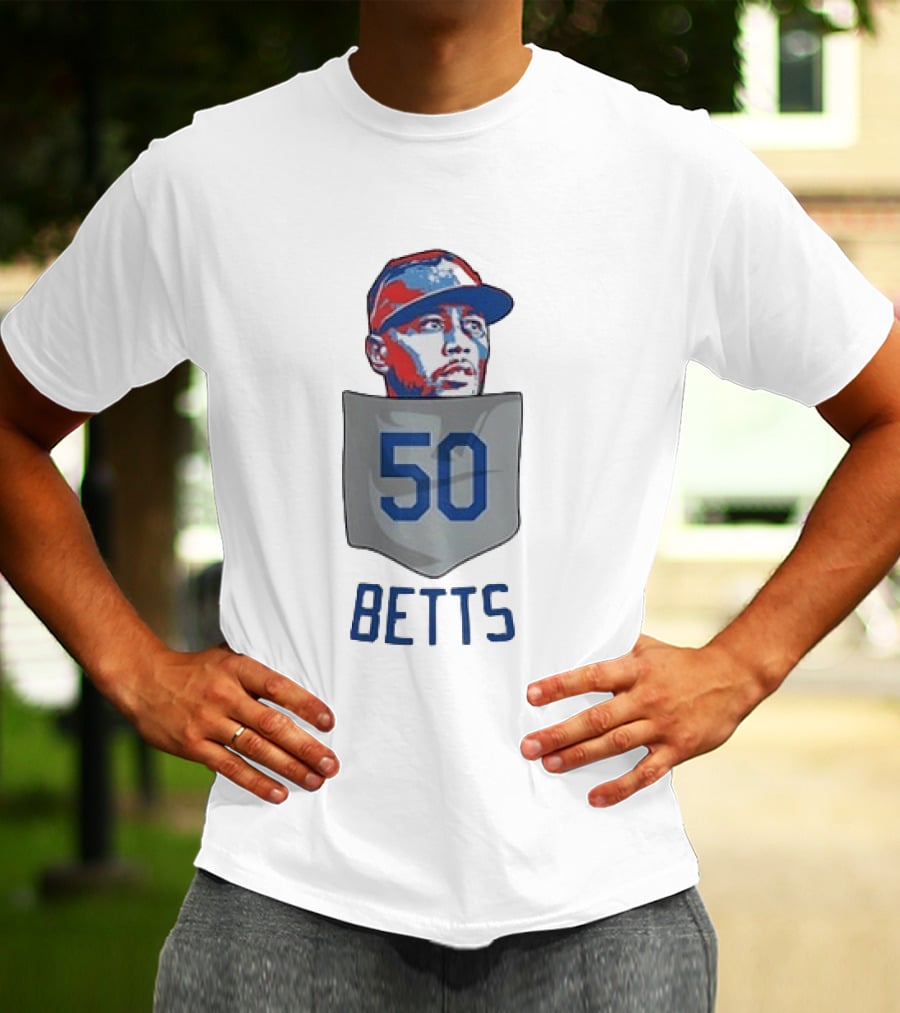 Mookie Betts 50 Los Angeles Dodgers Baseball MLB Pocket T-Shirt