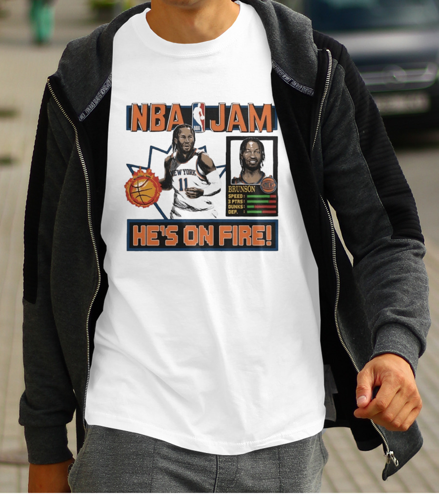NBA Jam Jalen Brunson New York Knicks He's On Fire T-Shirt