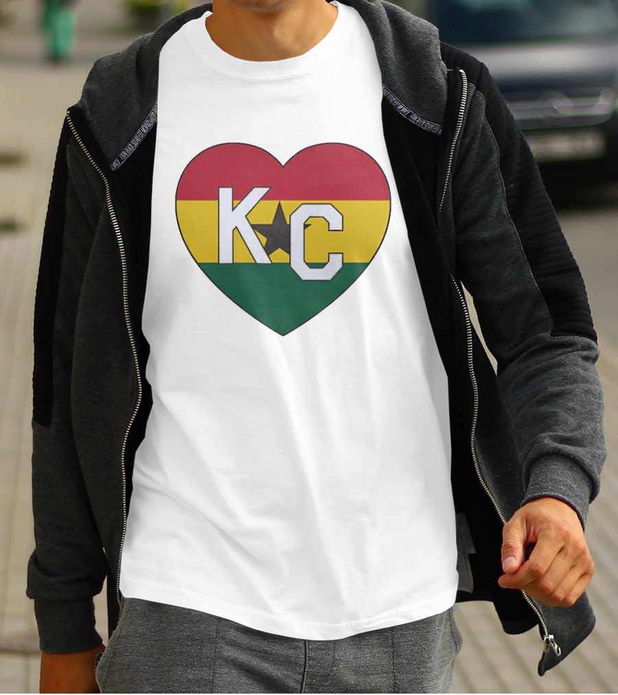 Ghana Flag Colors KC Heart T-Shirt
