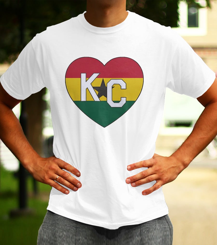 Ghana Flag Colors KC Heart T-Shirt