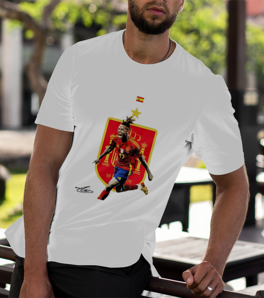 Nico Williams España Número 19 Escudo De La Selección Española Flag T-Shirt