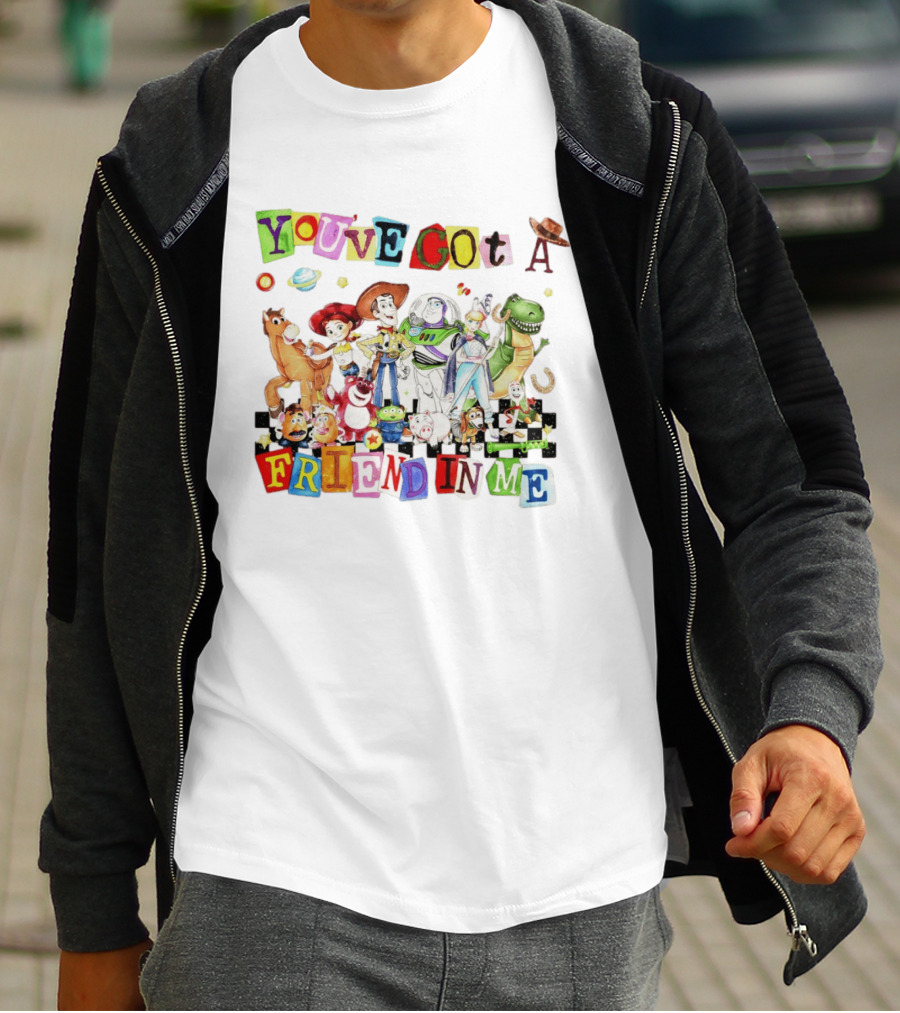 Toy Story You've Got A Friend In Me Characters Buzz Woody Rex Jessie Hamm Aliens Slinky T-Shirt