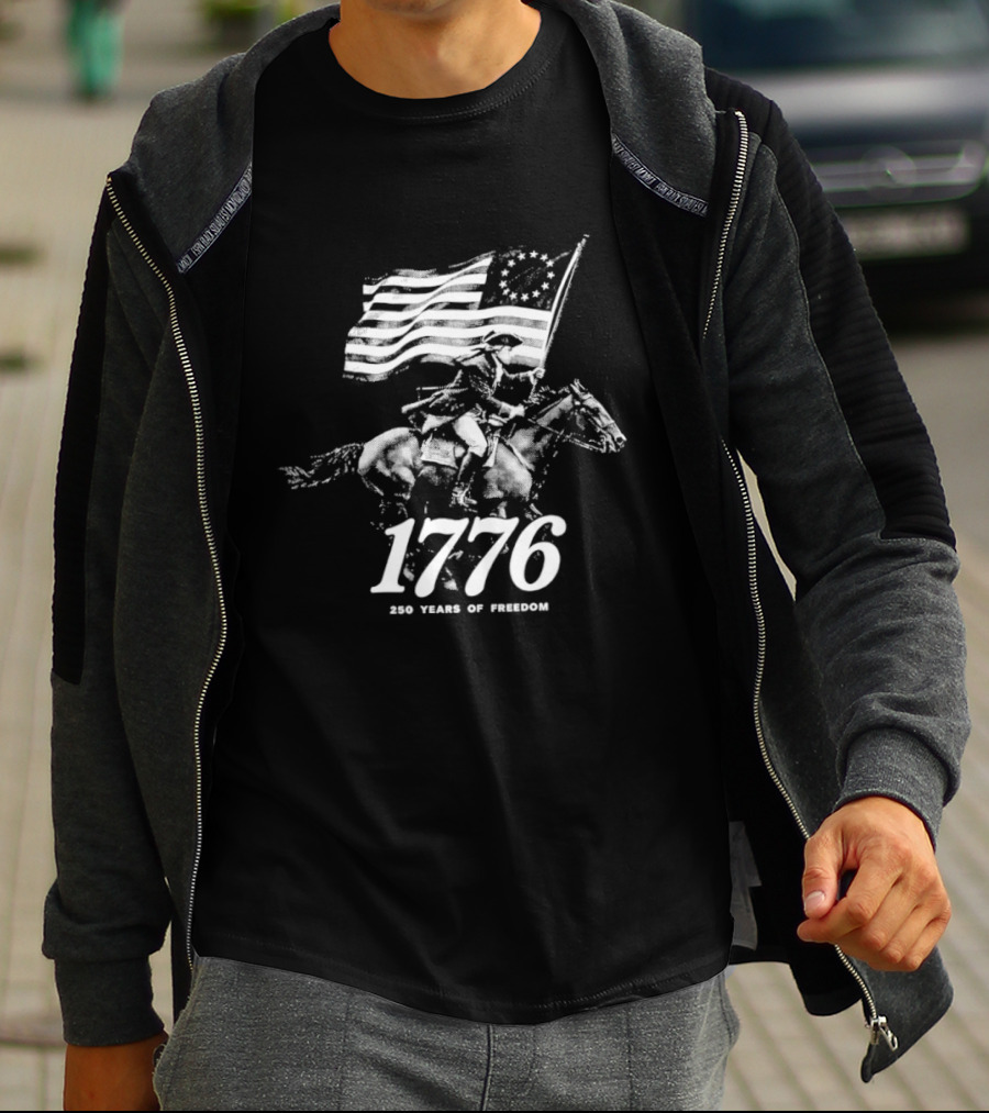 1776 250 Years Of Freedom Washington Riding With American Flag T-Shirt