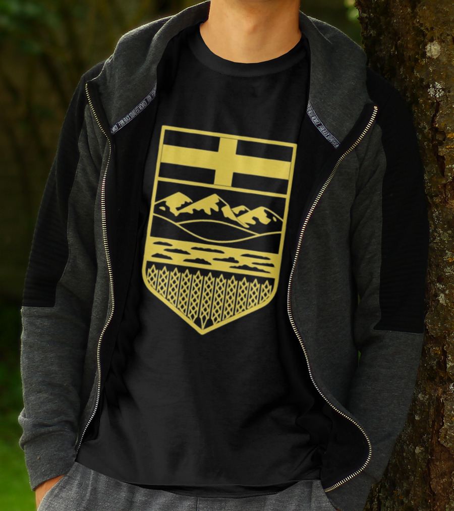 Alberta Stands Free Canada Provincial Emblem Mountains Crest T-Shirt