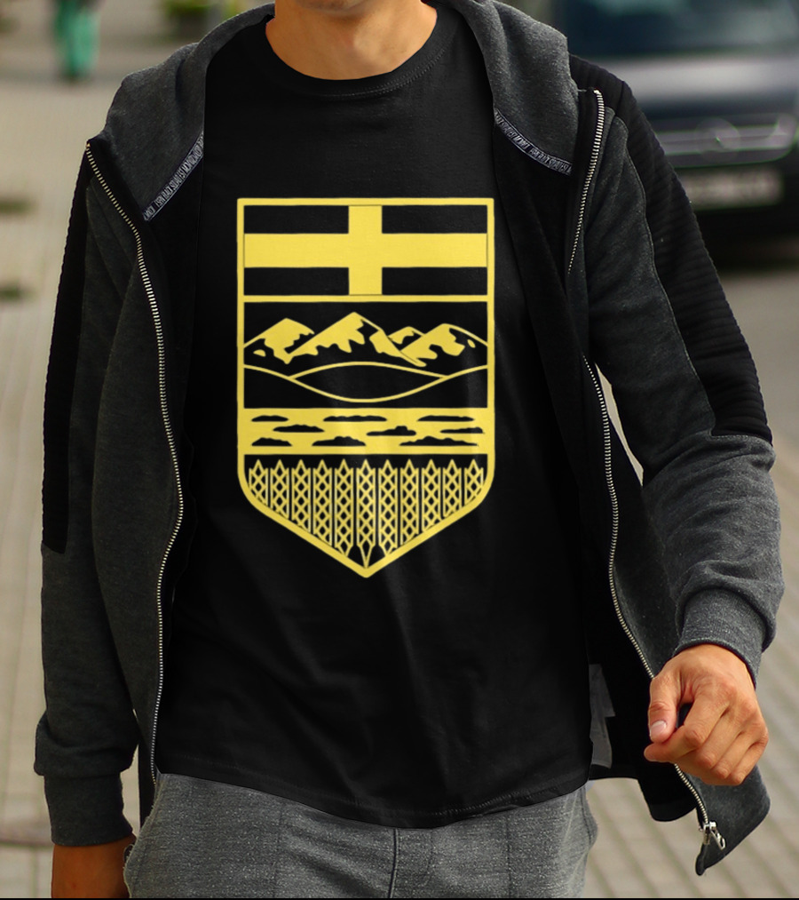 Alberta Stands Free Canada Provincial Emblem Mountains Crest T-Shirt