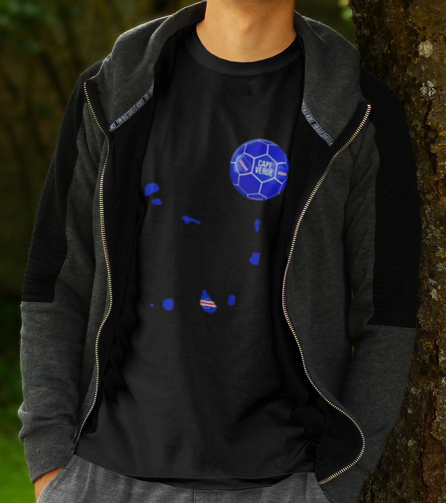 Cape Verde Soccer Pride Blue Football Map T-Shirt