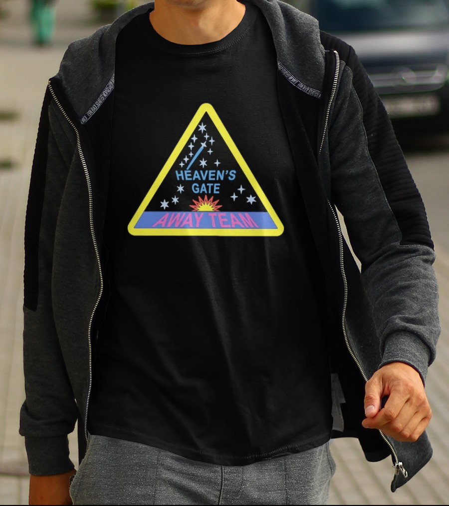 Heaven's Gate Away Team Space Sci Fi Cult Triangle Badge With Stars And Comet T-Shirt
