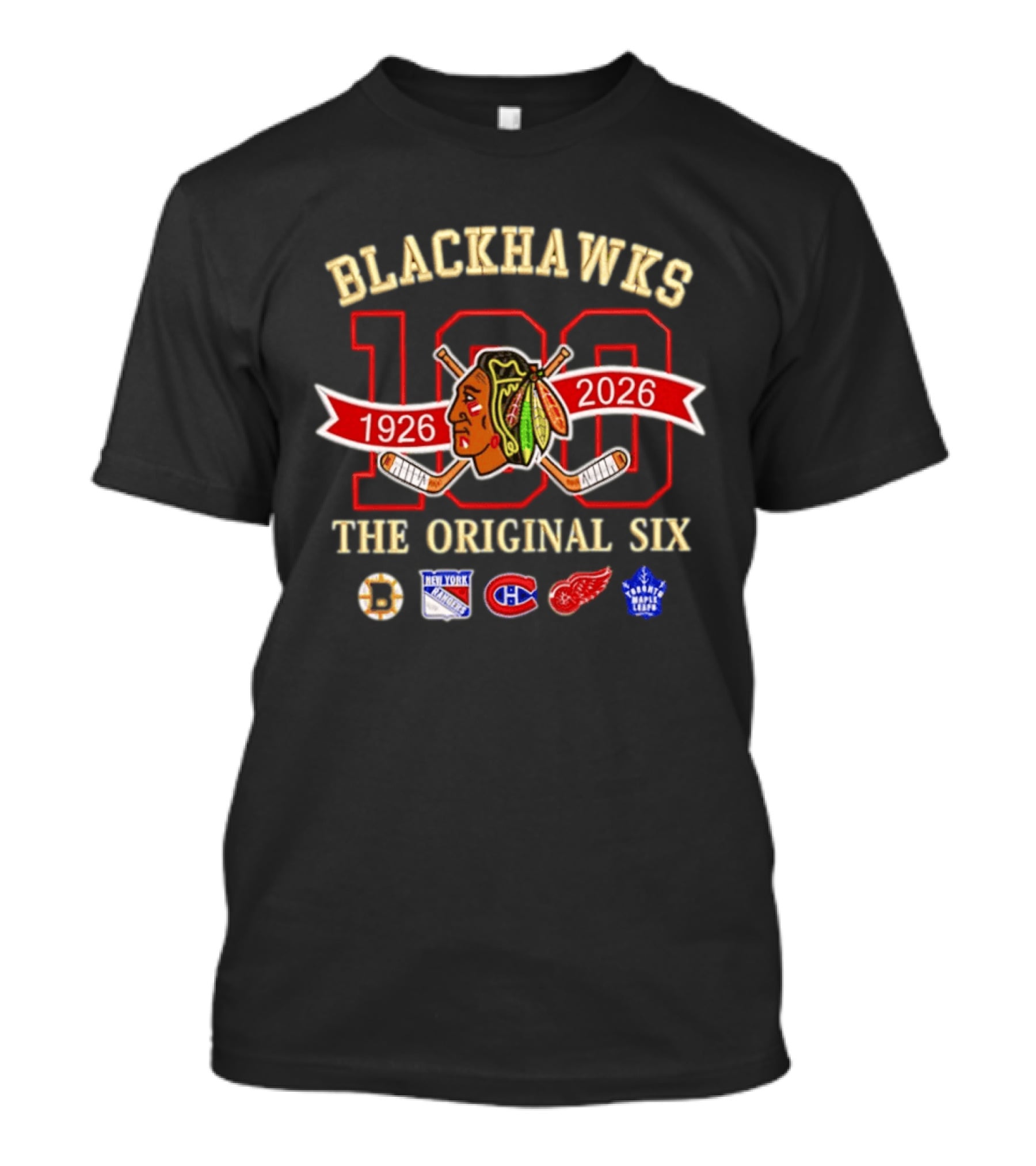 Blackhawks 100th Anniversary 1926 2026 The Original Six T-Shirt