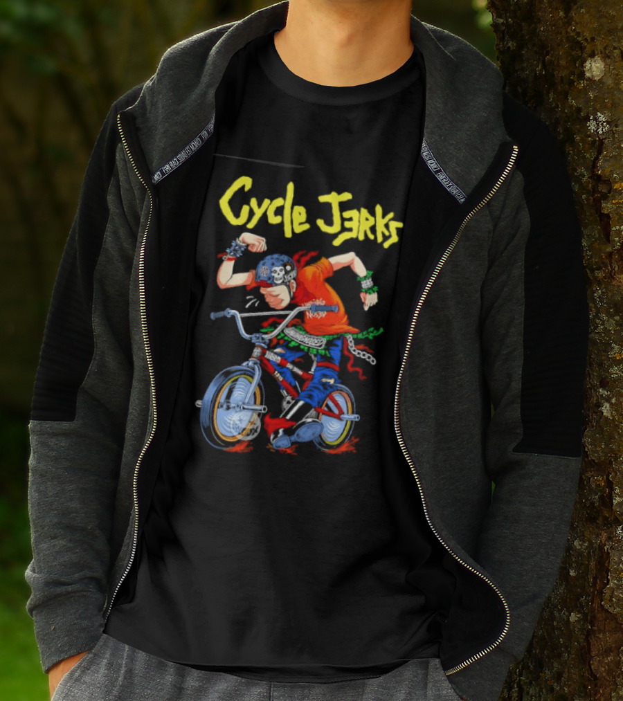 Cycle Jerks Undiagnosed Black Flag Bad Brains Bad Religion NOFX Biking Adventure T-Shirt