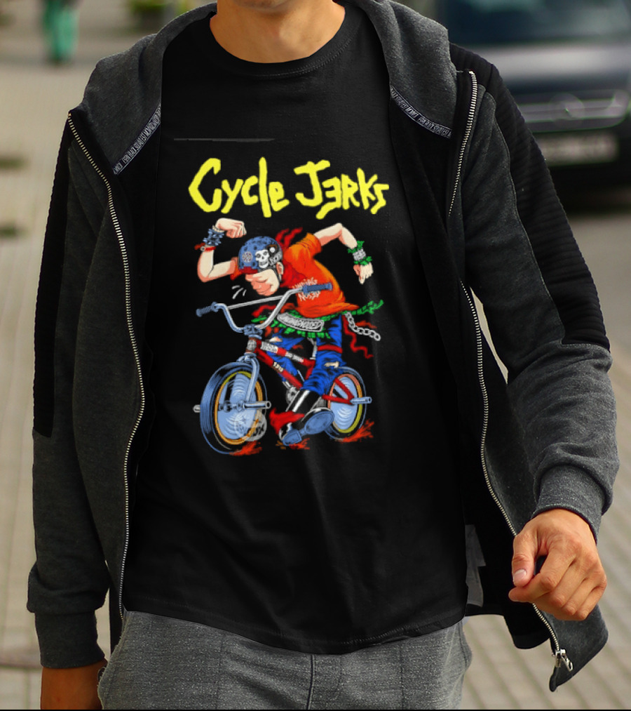 Cycle Jerks Undiagnosed Black Flag Bad Brains Bad Religion NOFX Biking Adventure T-Shirt