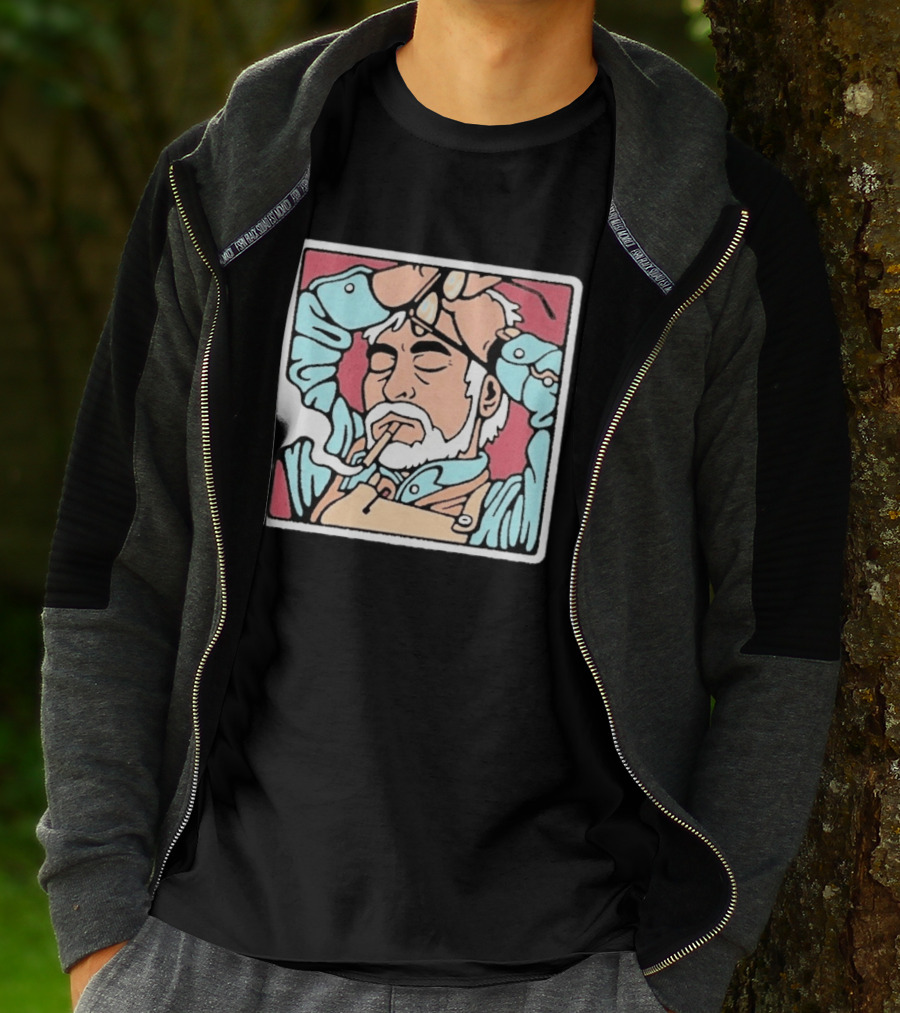 Drew Wise Tired Relaxed Bearded Figure With Pipe And Eyeglasses Japanese Ukiyo E T-Shirt