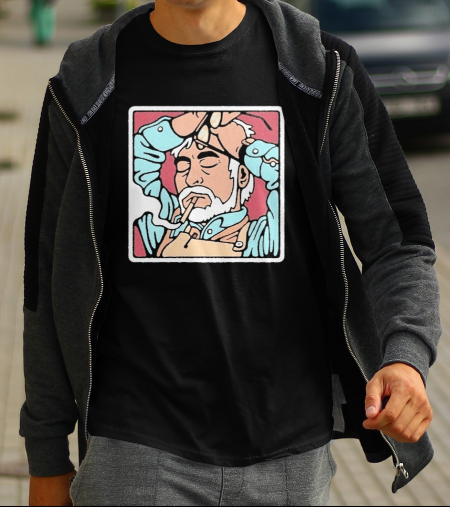 Drew Wise Tired Relaxed Bearded Figure With Pipe And Eyeglasses Japanese Ukiyo E T-Shirt
