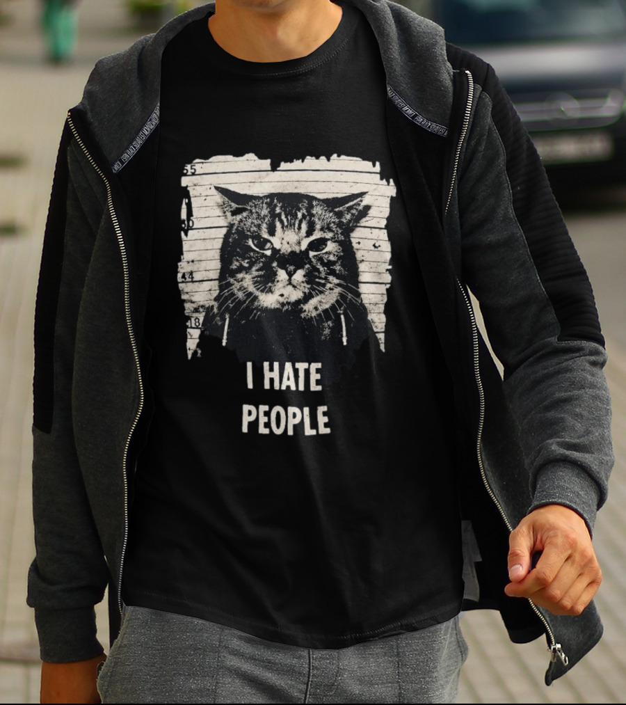 Jeff Satur I Hate People Cat Shot T-Shirt