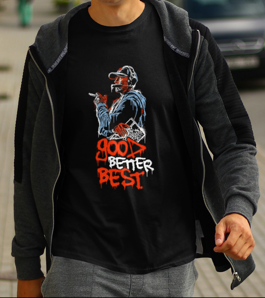 GOOD BETTER BEST Motivational Inspirational Text With Baseball Player T-Shirt