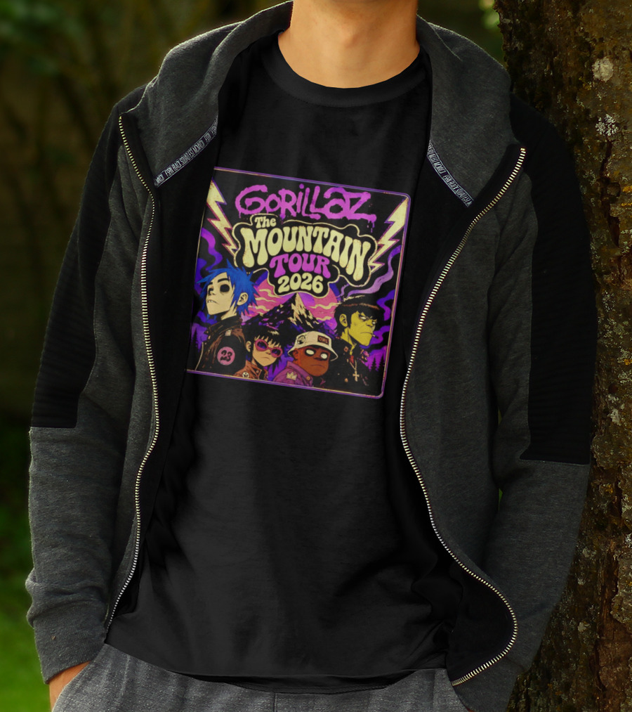 Gorillaz The Mountain Tour 2026 2D Murdoc Niccals Lightning T-Shirt