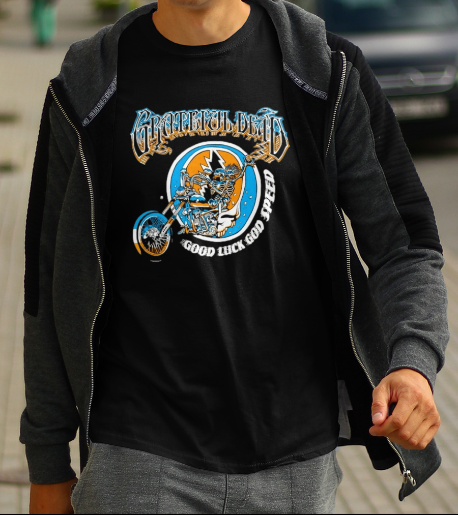 Grateful Dead Skeleton Biker Good Luck God Speed T-Shirt