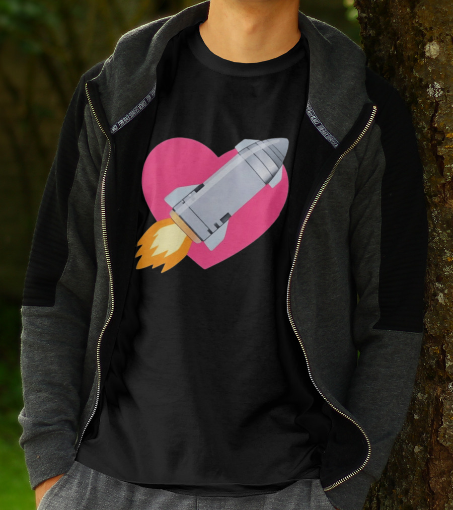 Merger Rocket Heart Space Love Launch T-Shirt