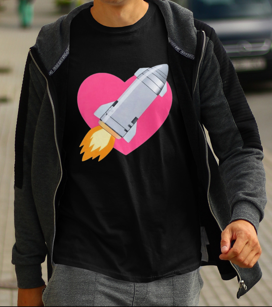 Merger Rocket Heart Space Love Launch T-Shirt